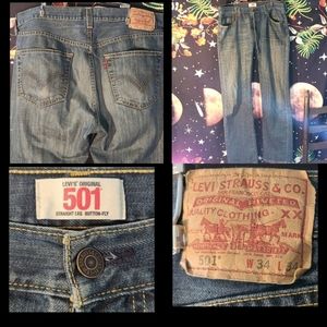 Mens Levi's 501 Button Fly jeans 34x34